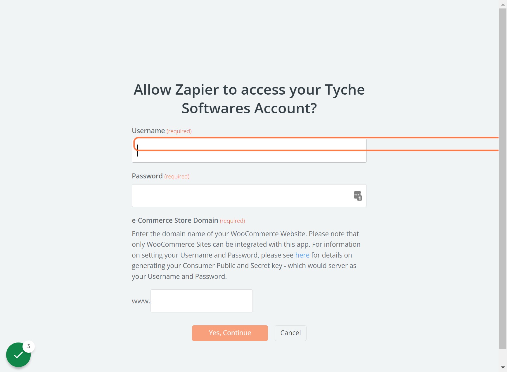 Enter Username - Use Consumer Key