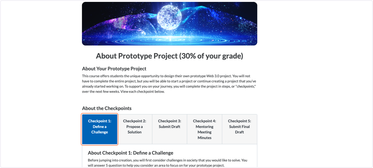 Example Assignment: A project-based and active learning assignment with scaffolded learning in checkpoints