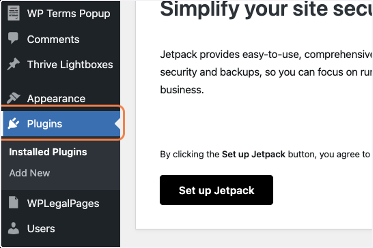 Click on Plugins in your Wordpress Dashboard