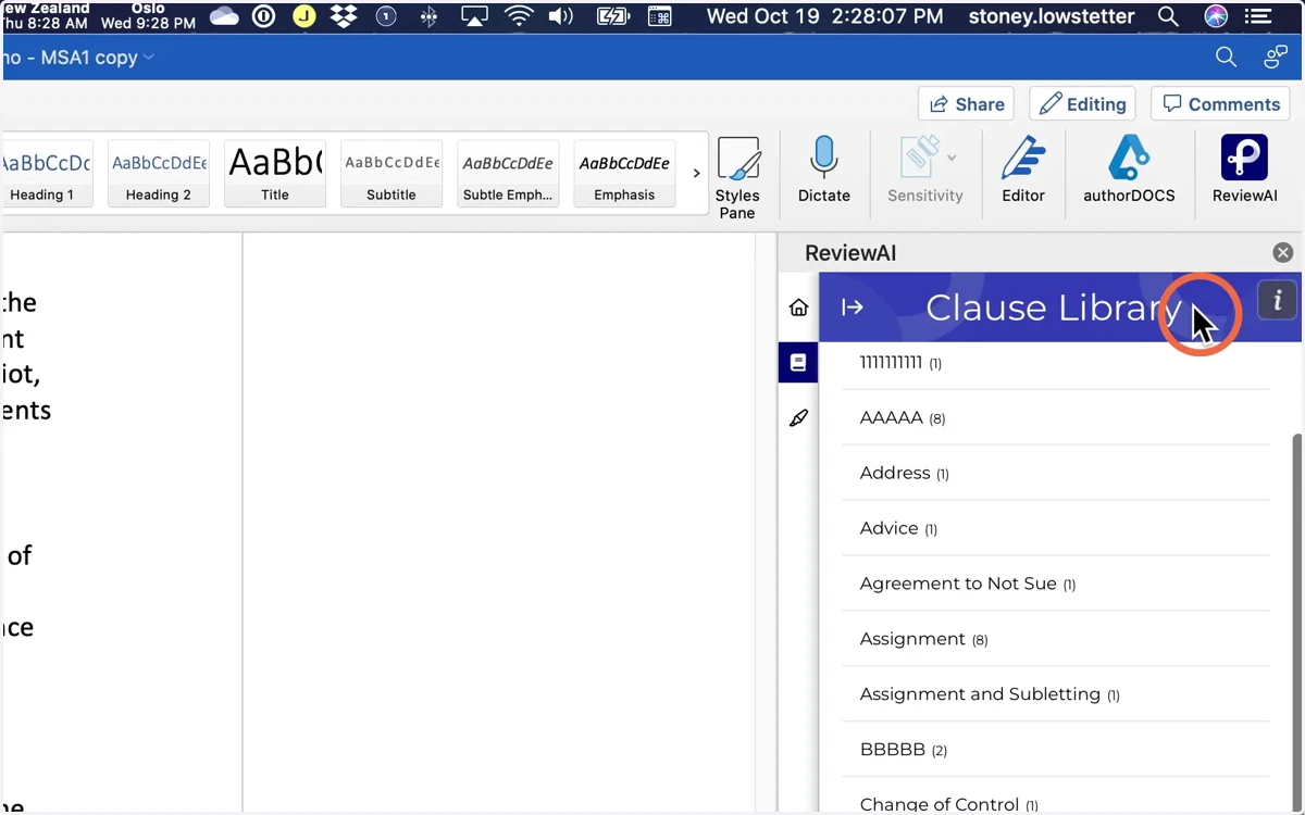 Here you find all of your organization's Standard Language
