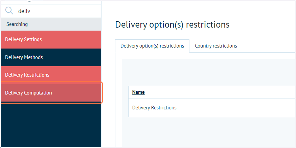Navigate to Delivery Computation
