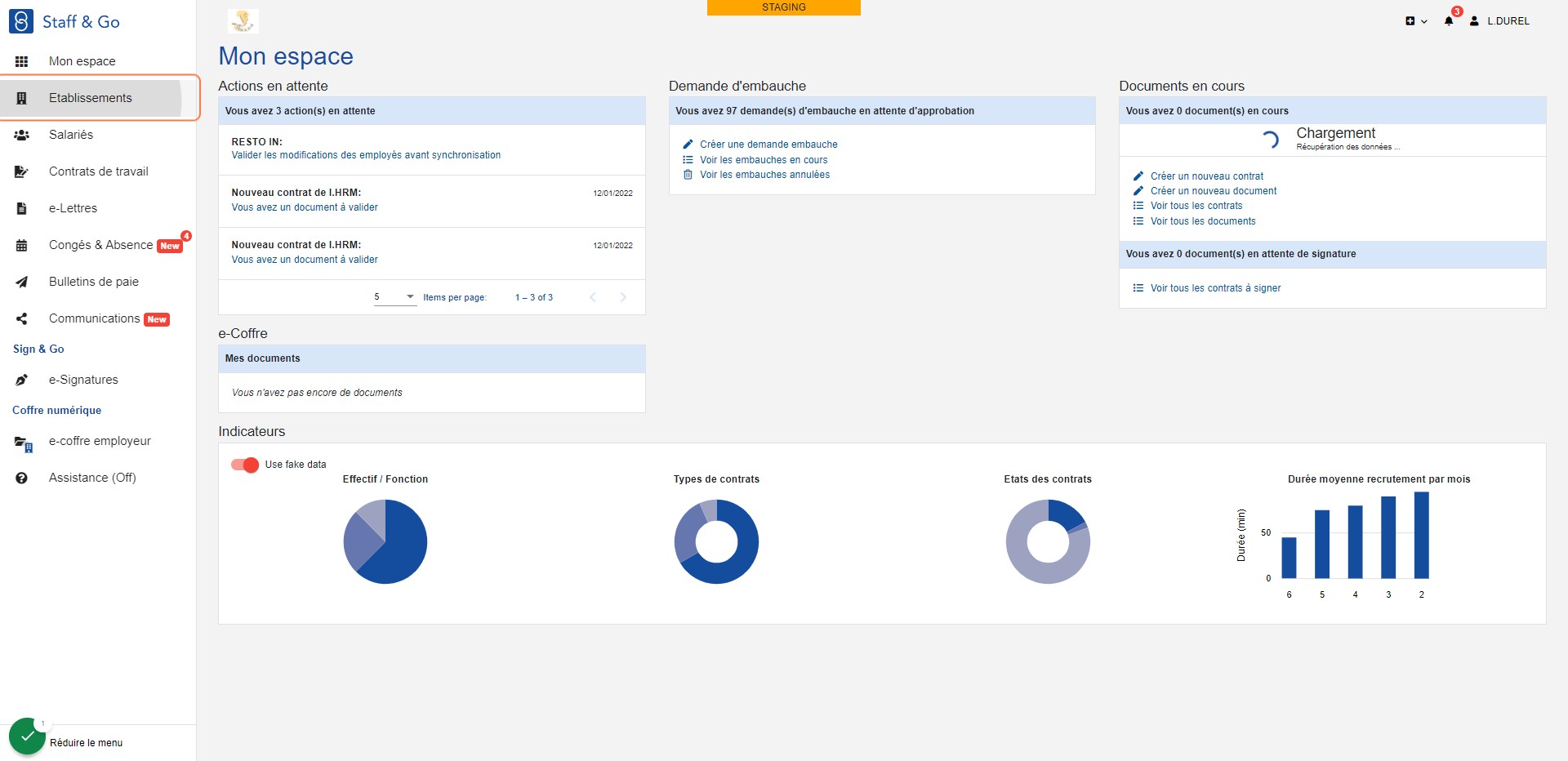 Cliquer sur "Etablissements"