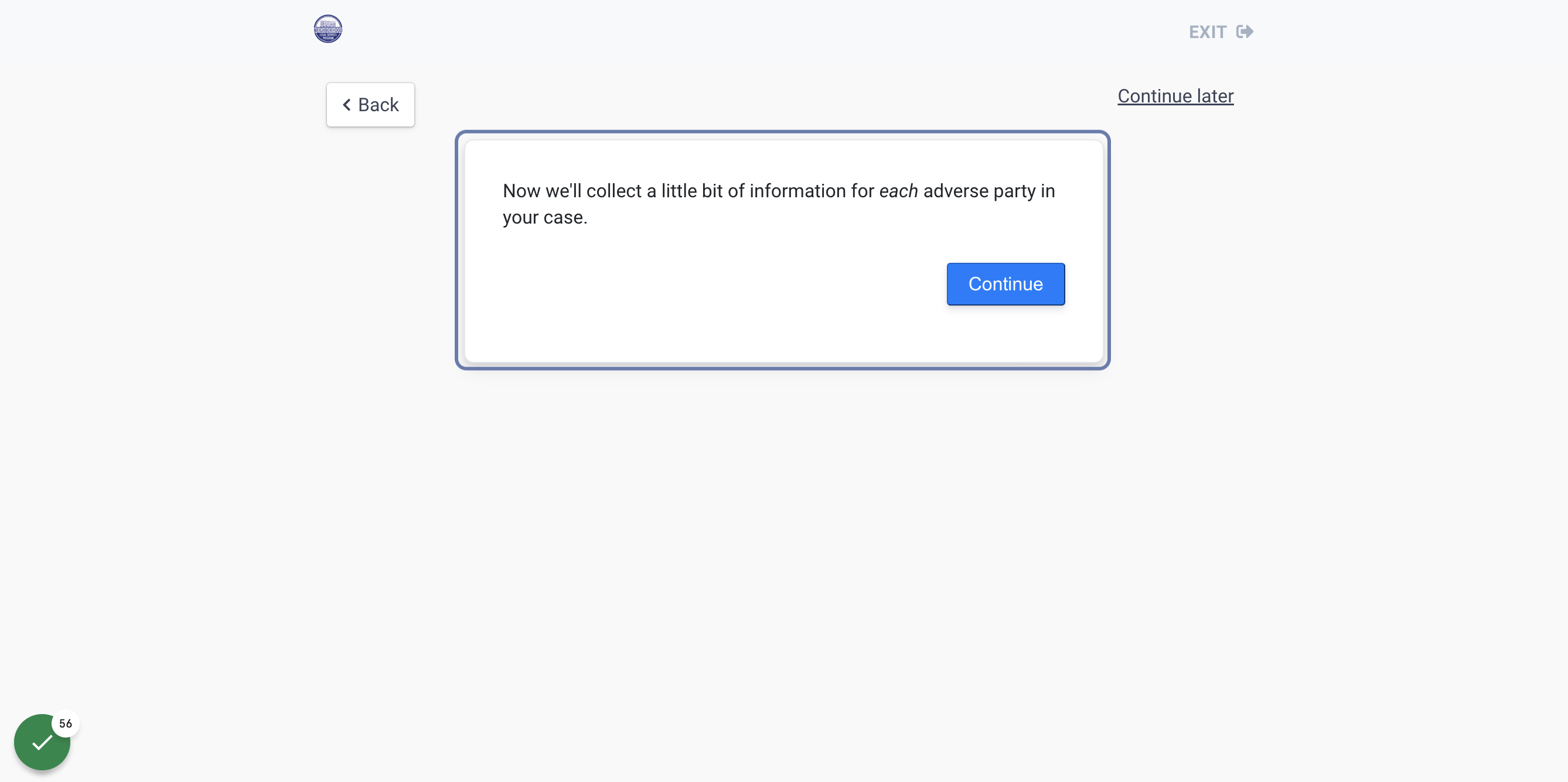 Enter the information about the prospective Adverse Party in your case.