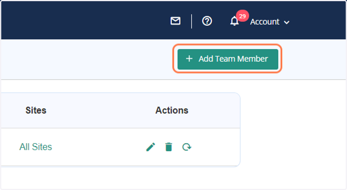 Click on Add Team Member button to add a new team member