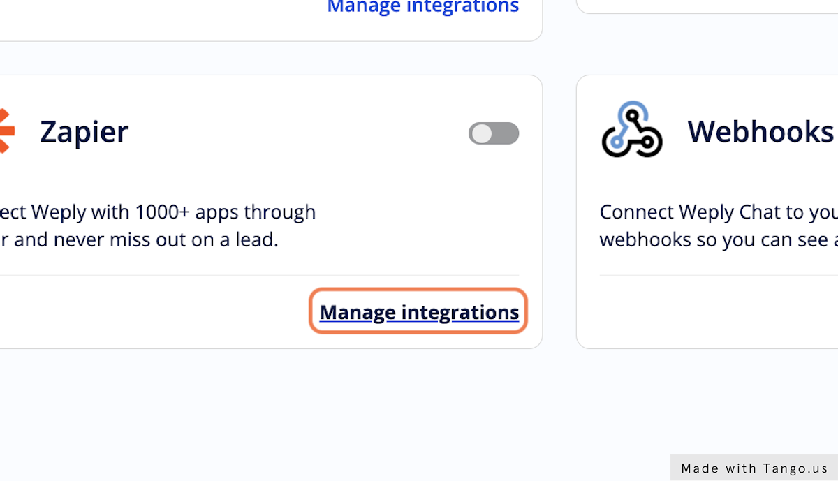 Click on Manage integrations
