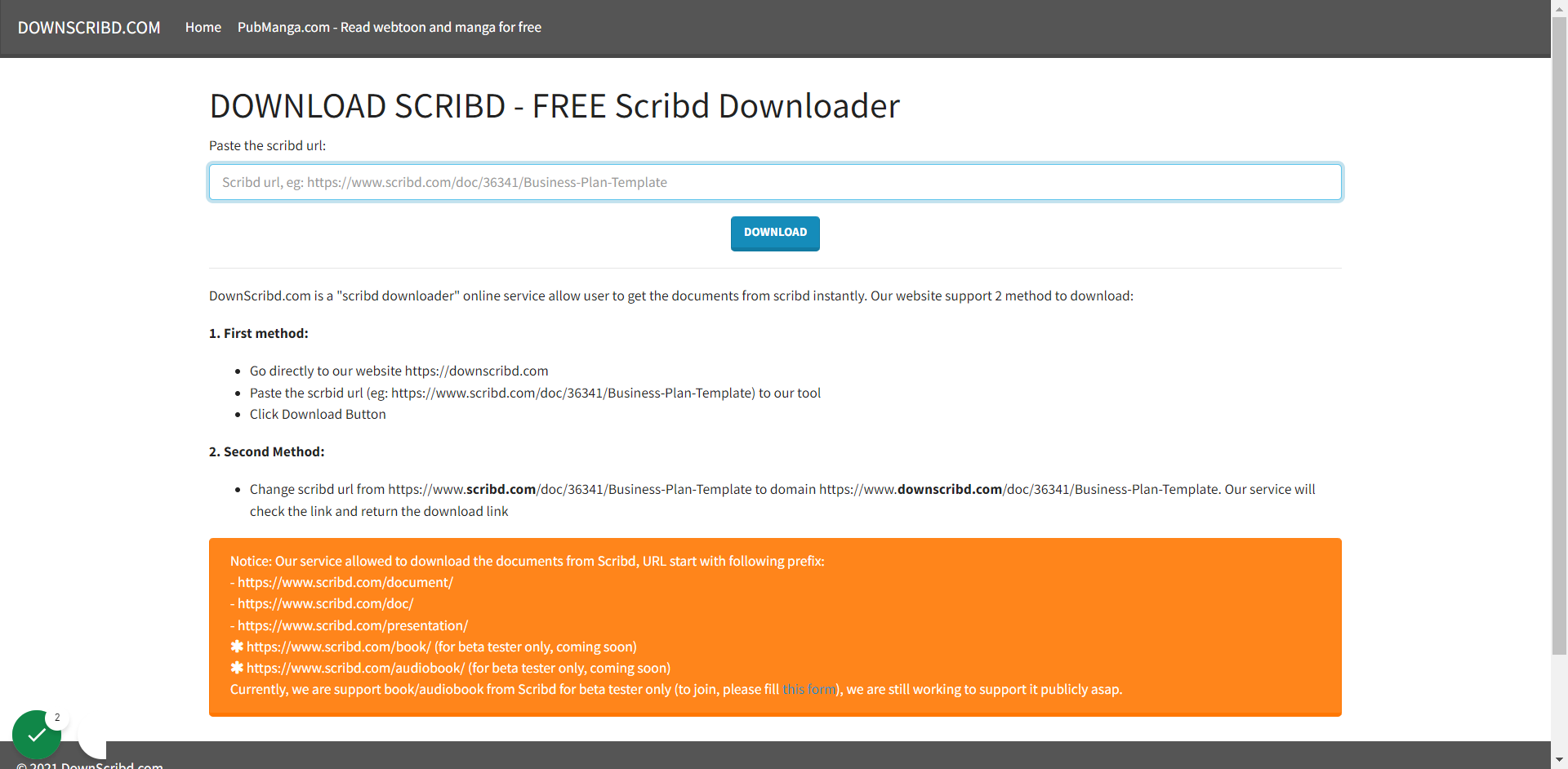 Dán link Scribd vào ô URL