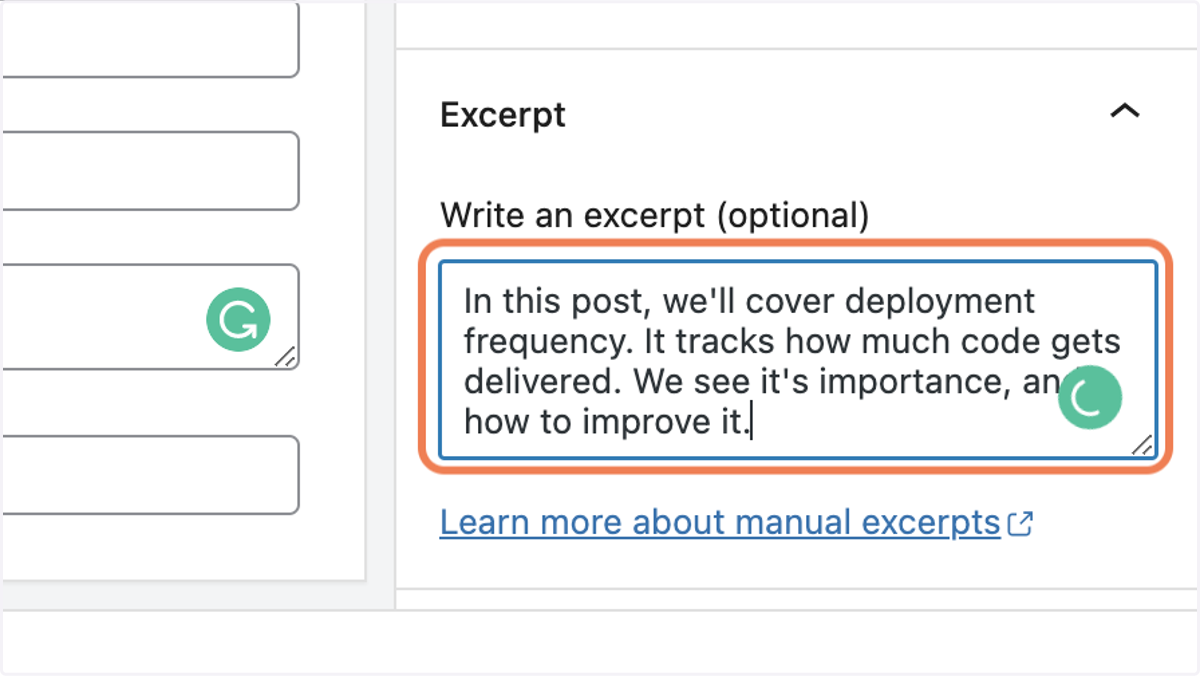 Paste the Excerpt/Meta Description into the Excerpt Field