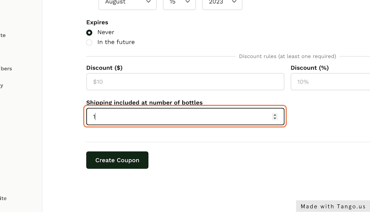 Set up the discount you want to provide