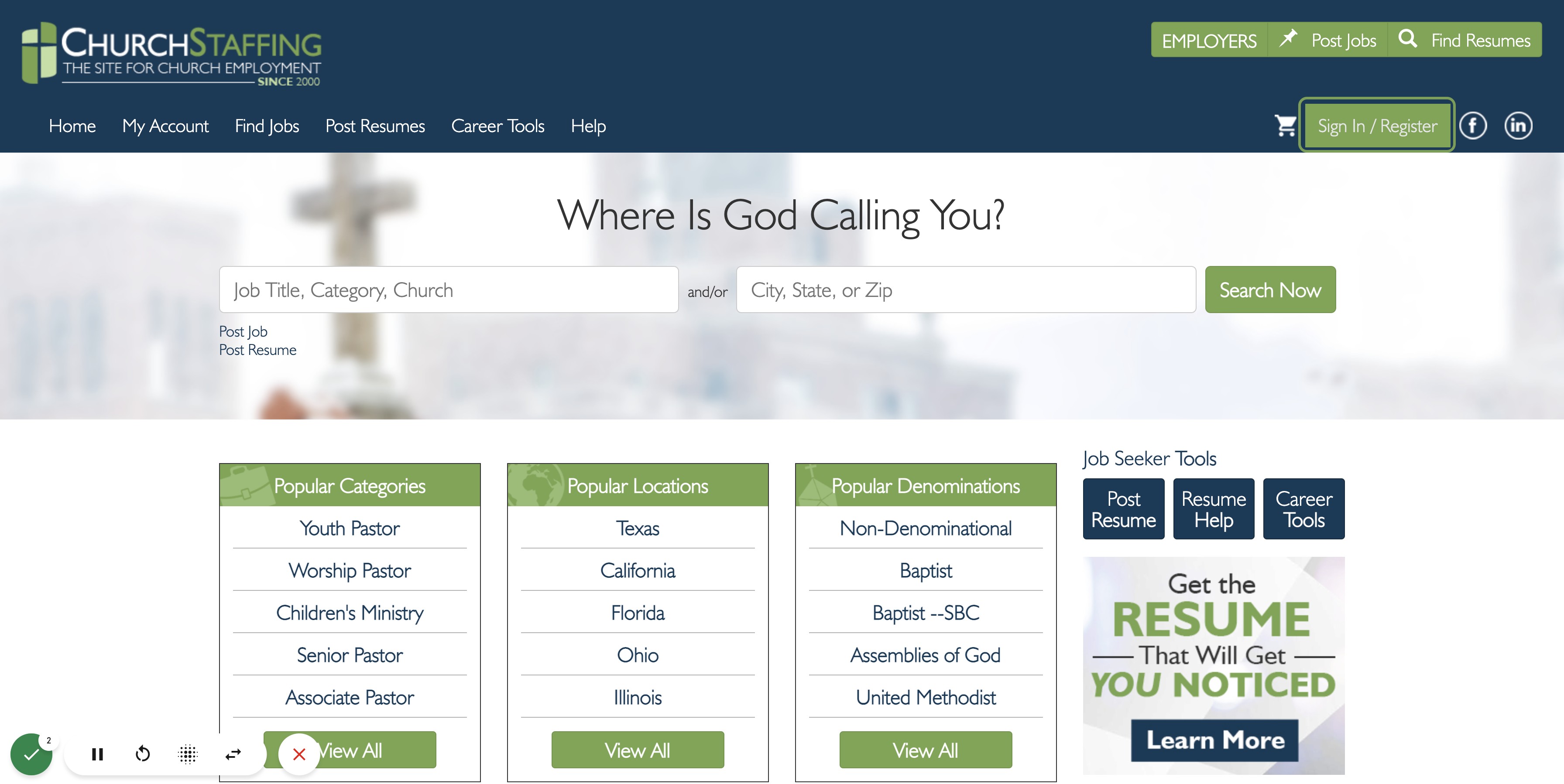 Click on Sign In / Register