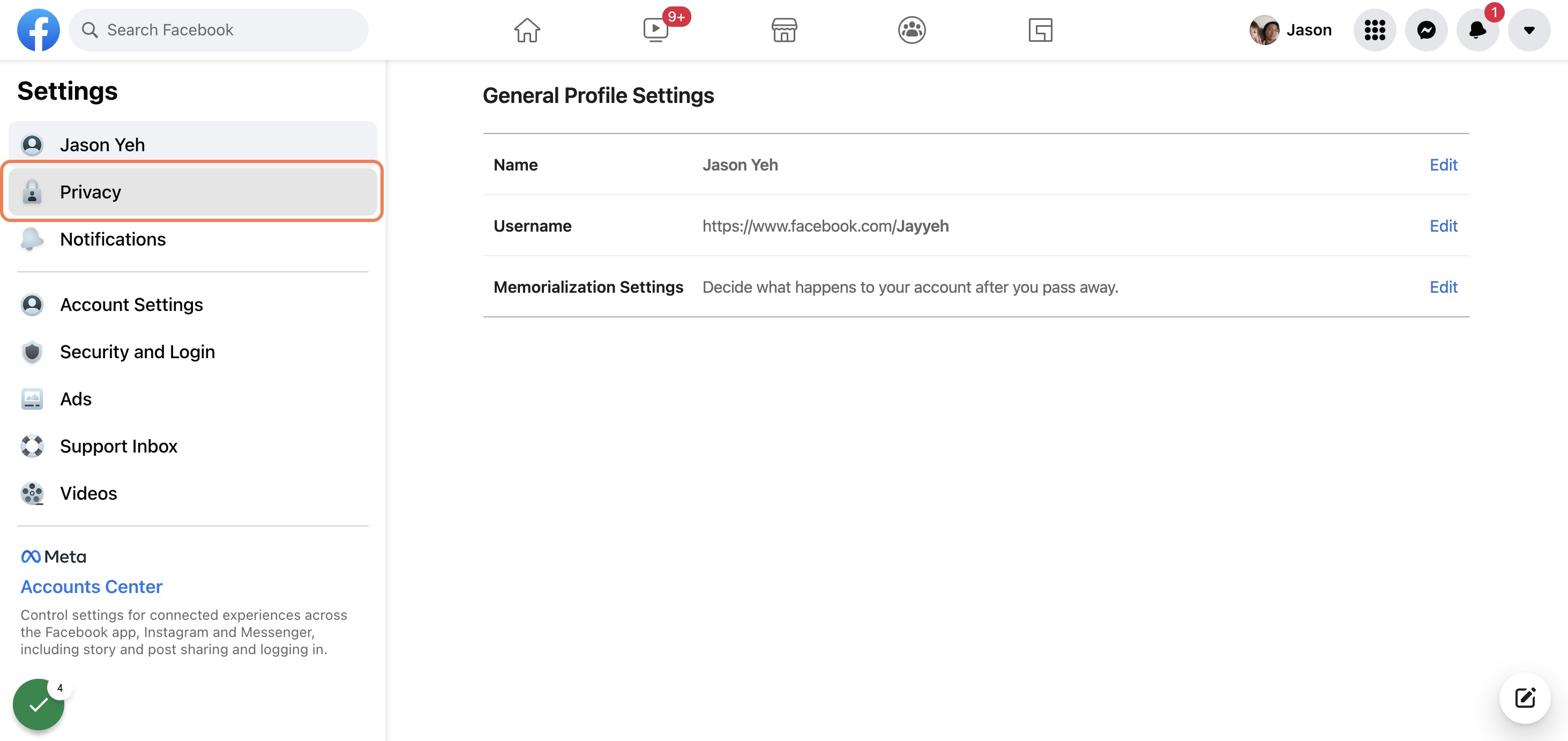 Click on Privacy