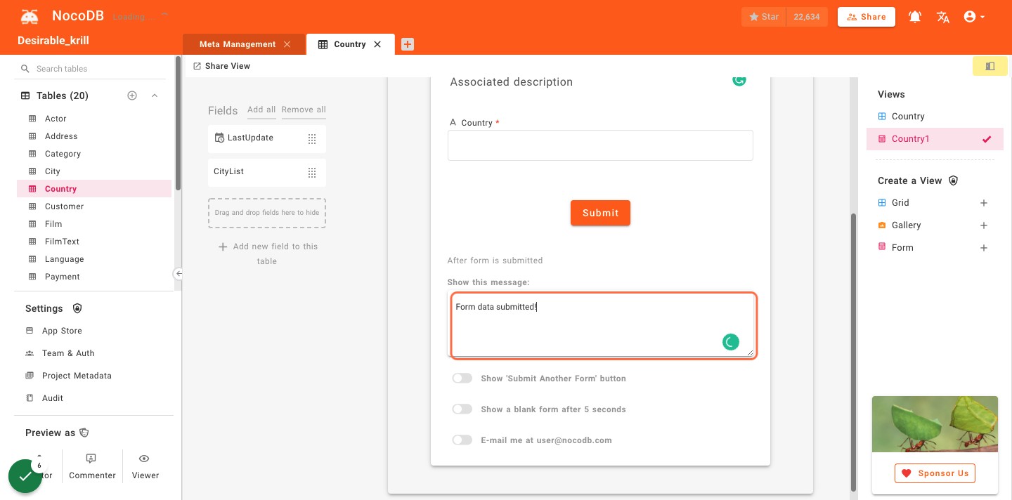 Type "Form data submitted!"