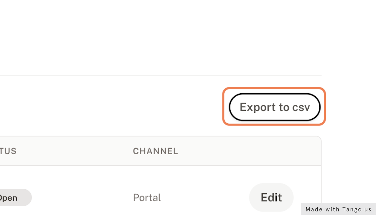 Click on Export to csv
