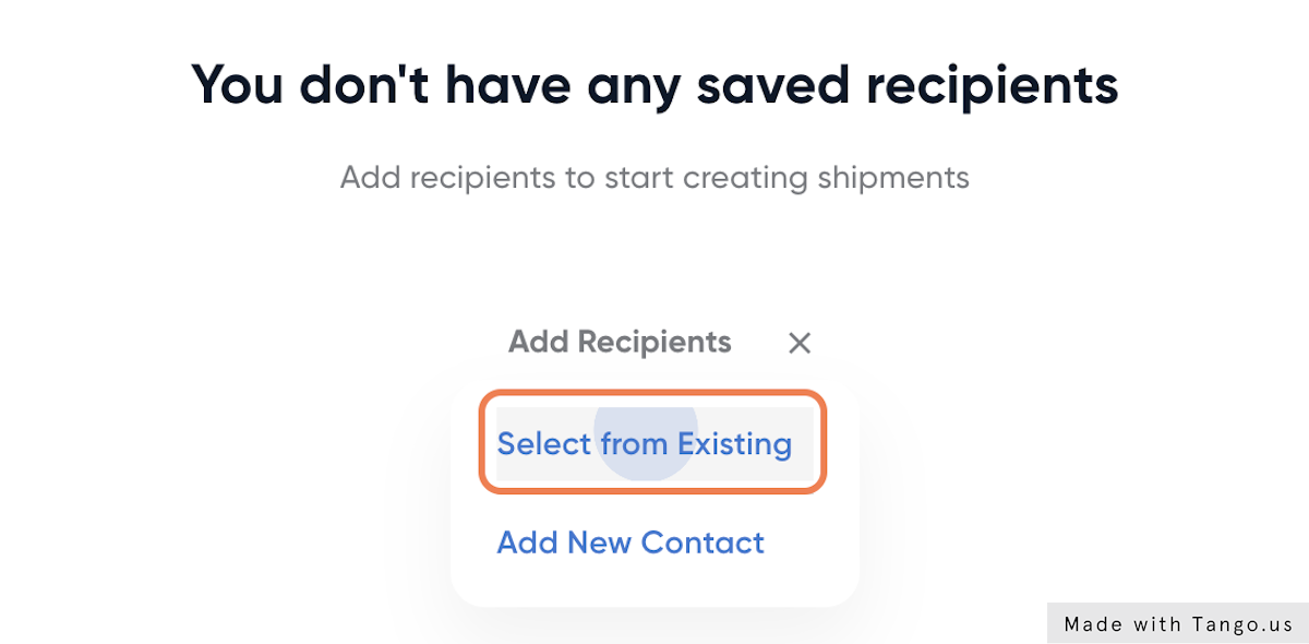 Choose "select from existing" or "add new contact"