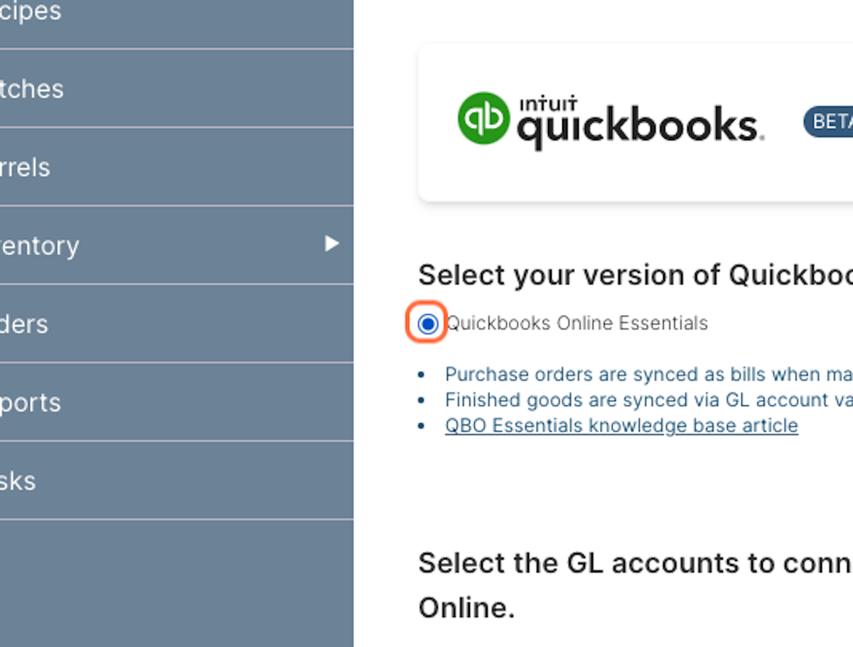 Select "Quickbooks Online Essentials"
