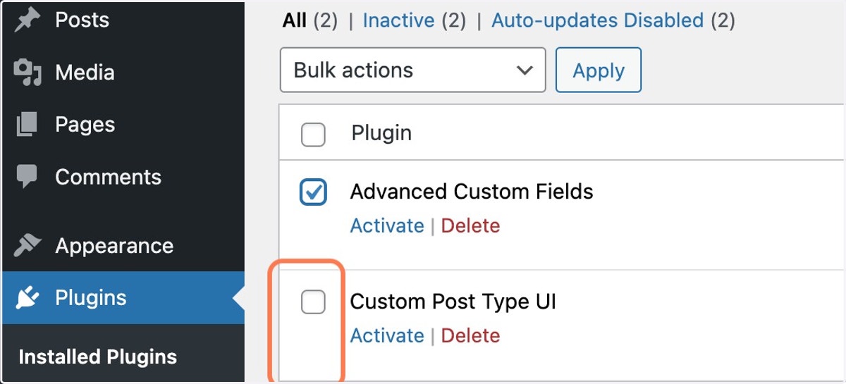 Check Select Advanced Custom Fields