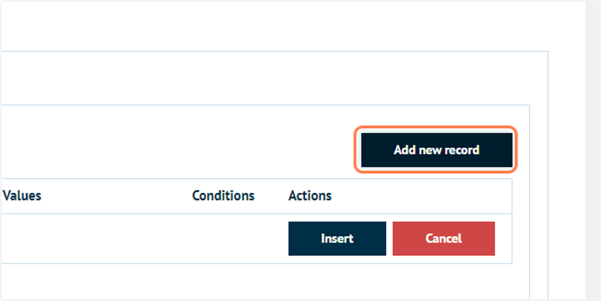To assign an attribute to a product, click on Add new record