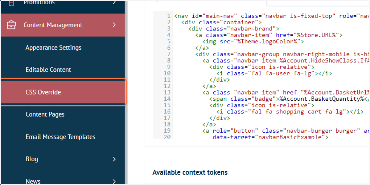 Right click on CSS Override and open in a new tab