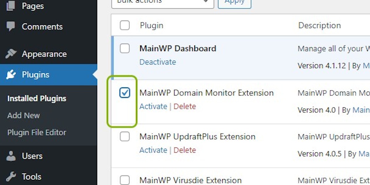 Select and Reactivate previously deactivated extensions