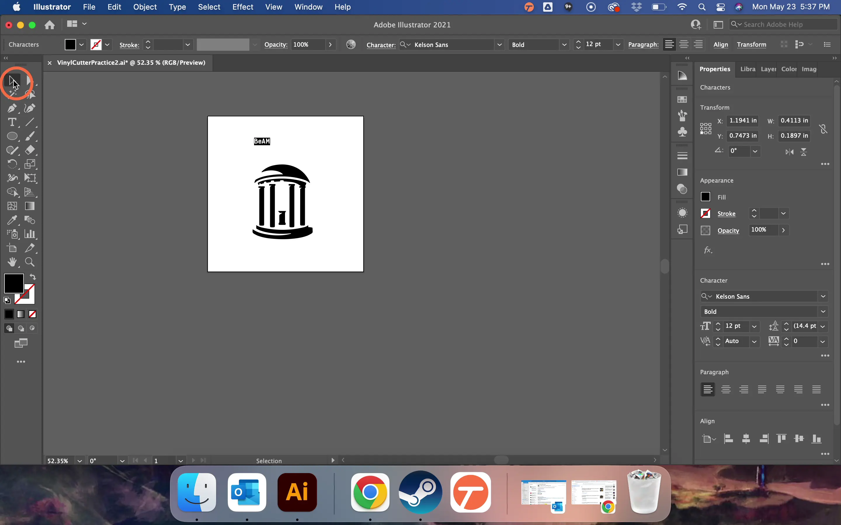Use the black arrow 'Selection' tool to move your text around the canvas