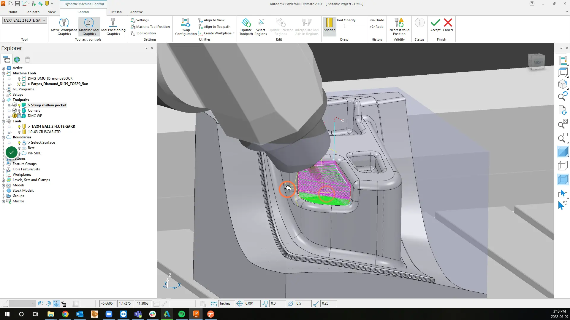 Rotate tool axis to desired position