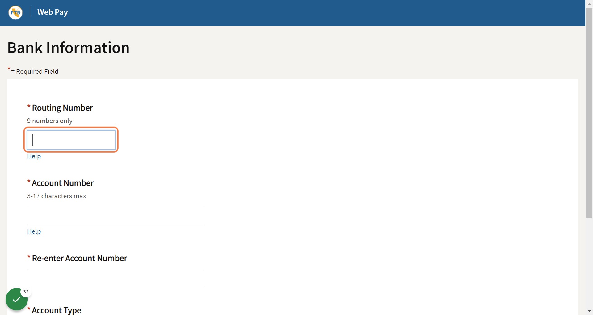 Enter Bank Information