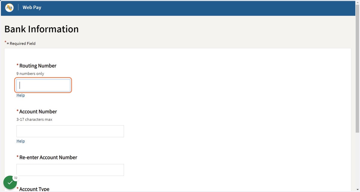 Enter Bank Information