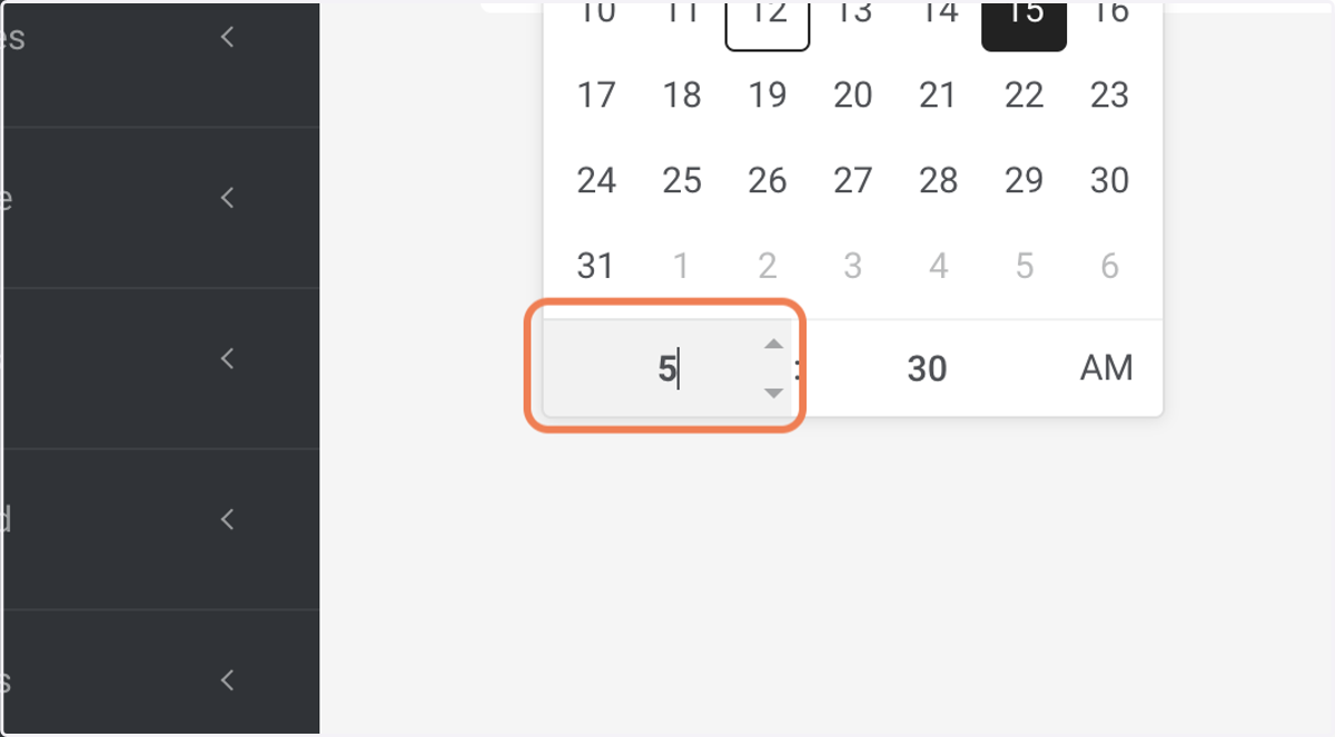 Select event start time.
