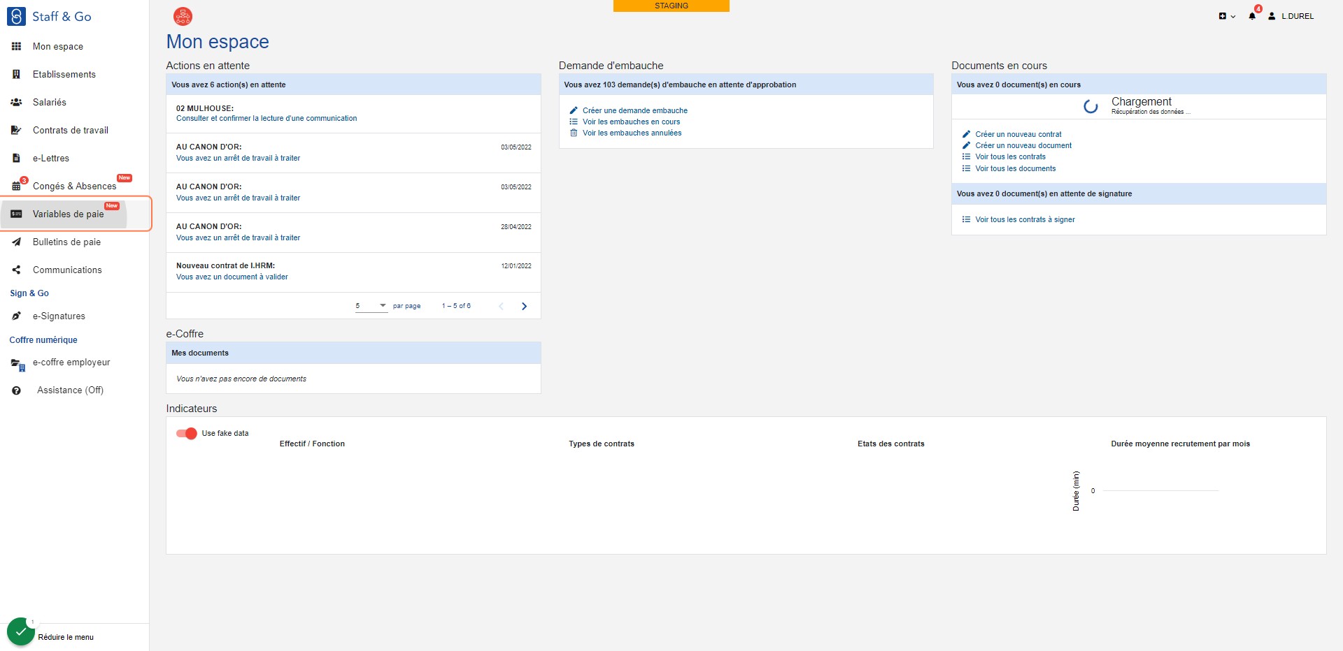 Cliquer sur "Variables de paie"