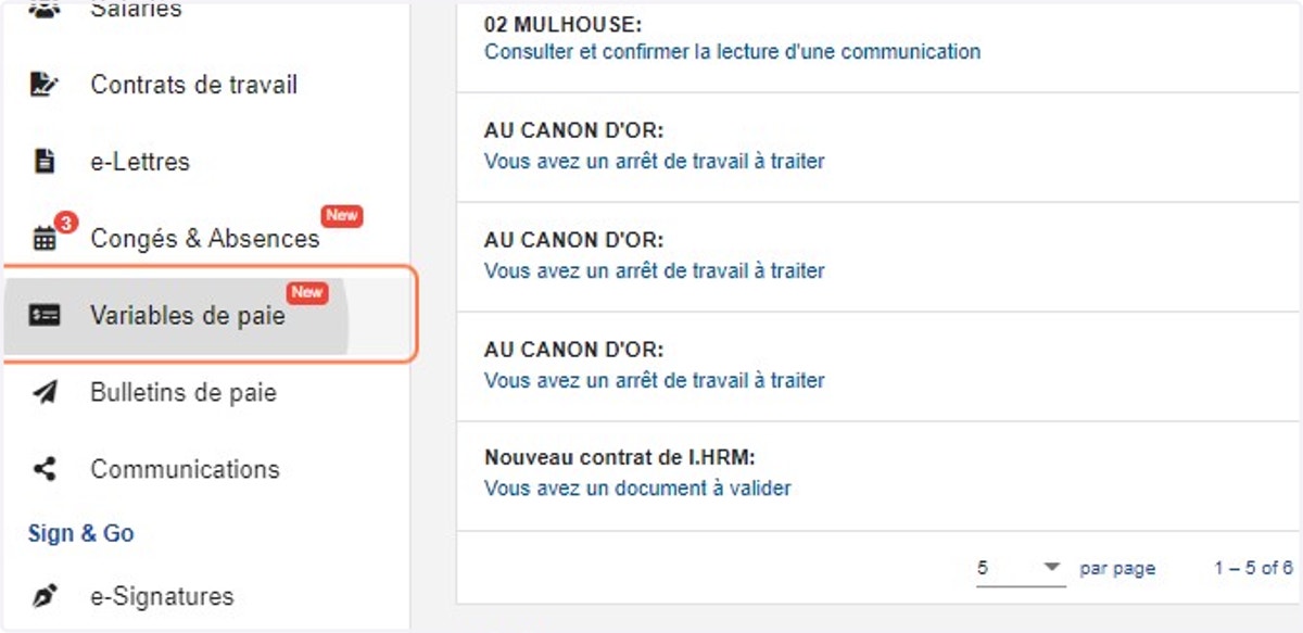 Cliquer sur "Variables de paie"