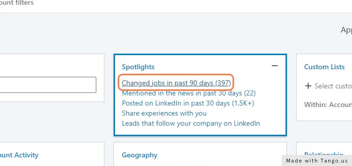 Click on Changed jobs in past 90 days