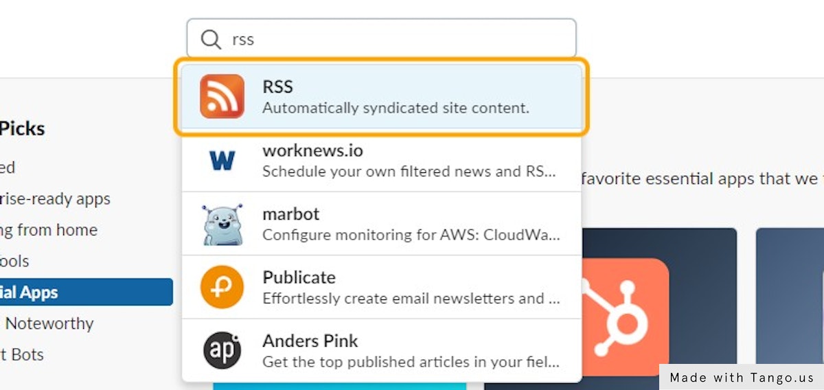 Go to the Slack App Directory and find the RSS app