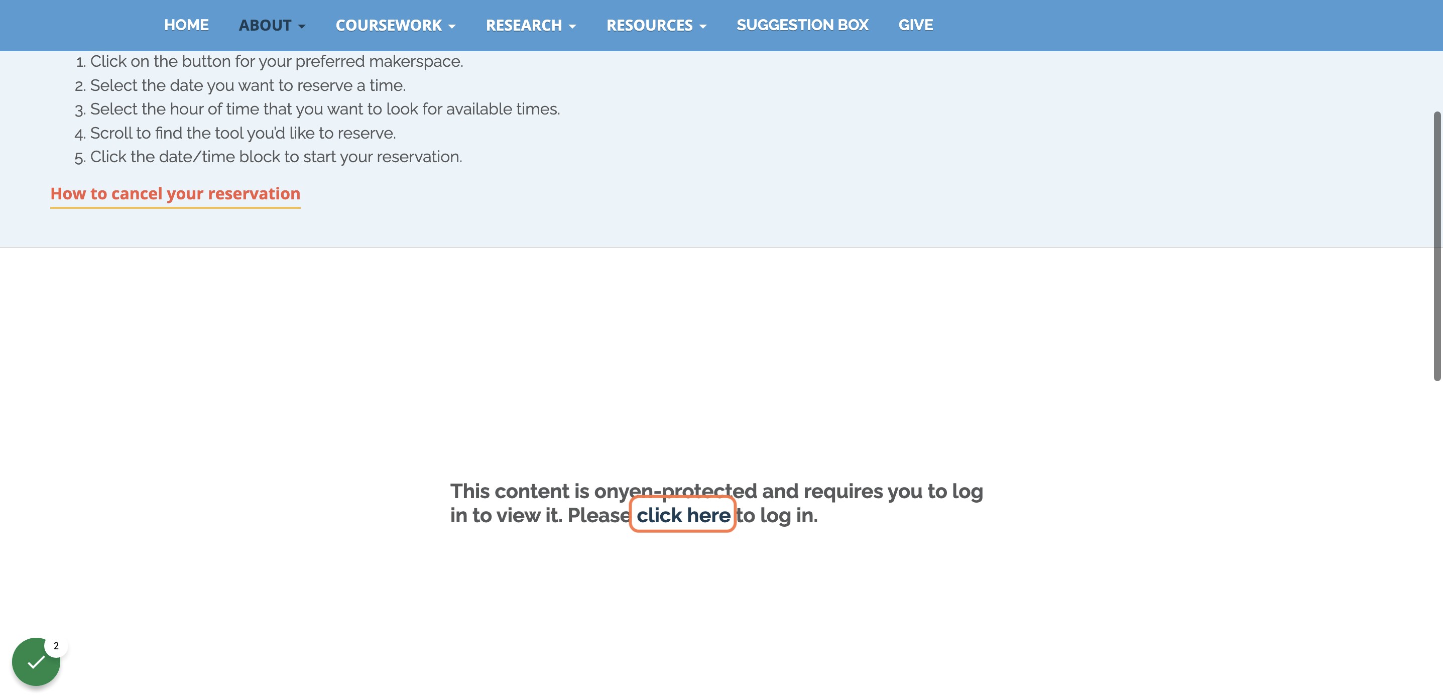 Log in with your ONYEN to access the reservation page