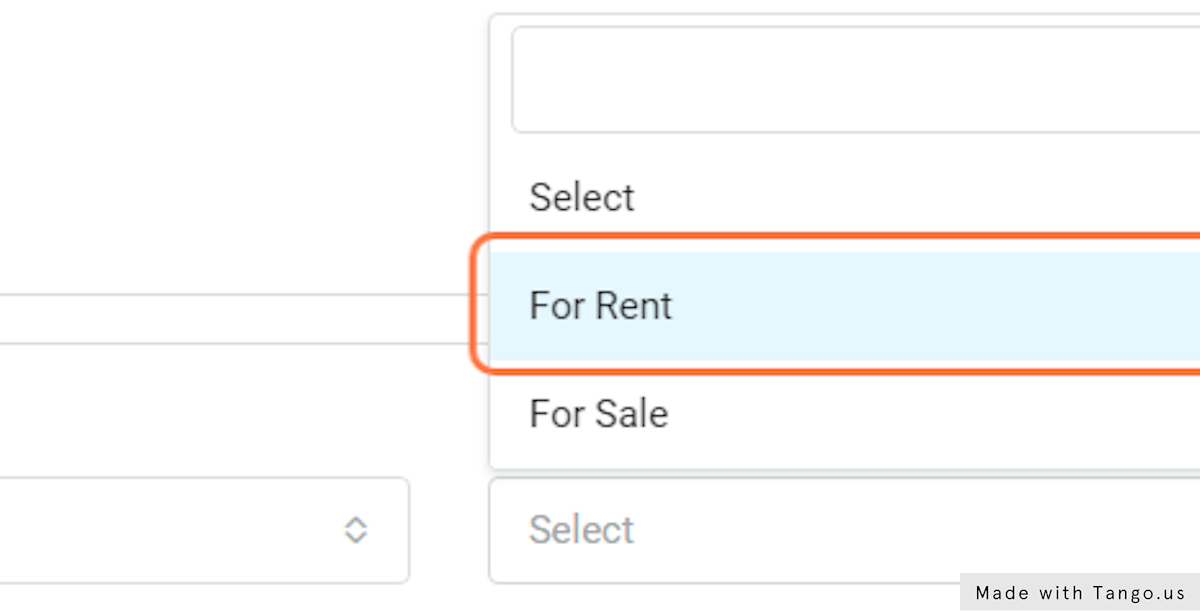 Choose whether For Rent or For Sale