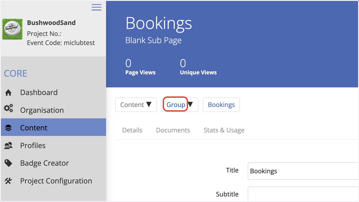 Click on Group