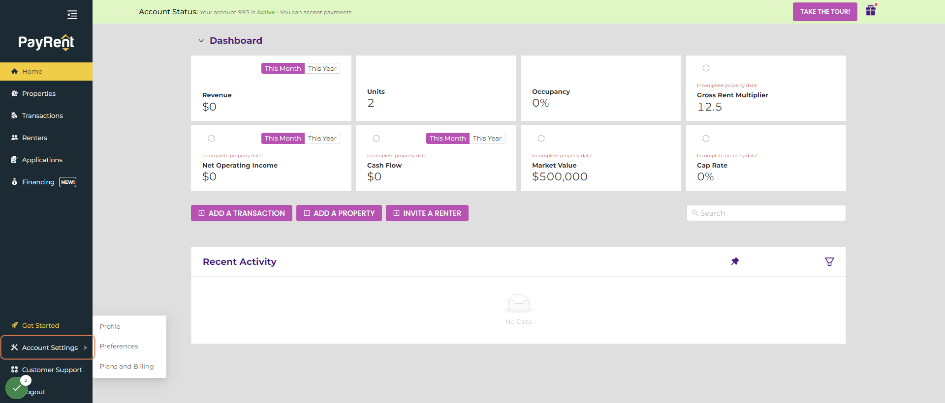 Click on Account Settings