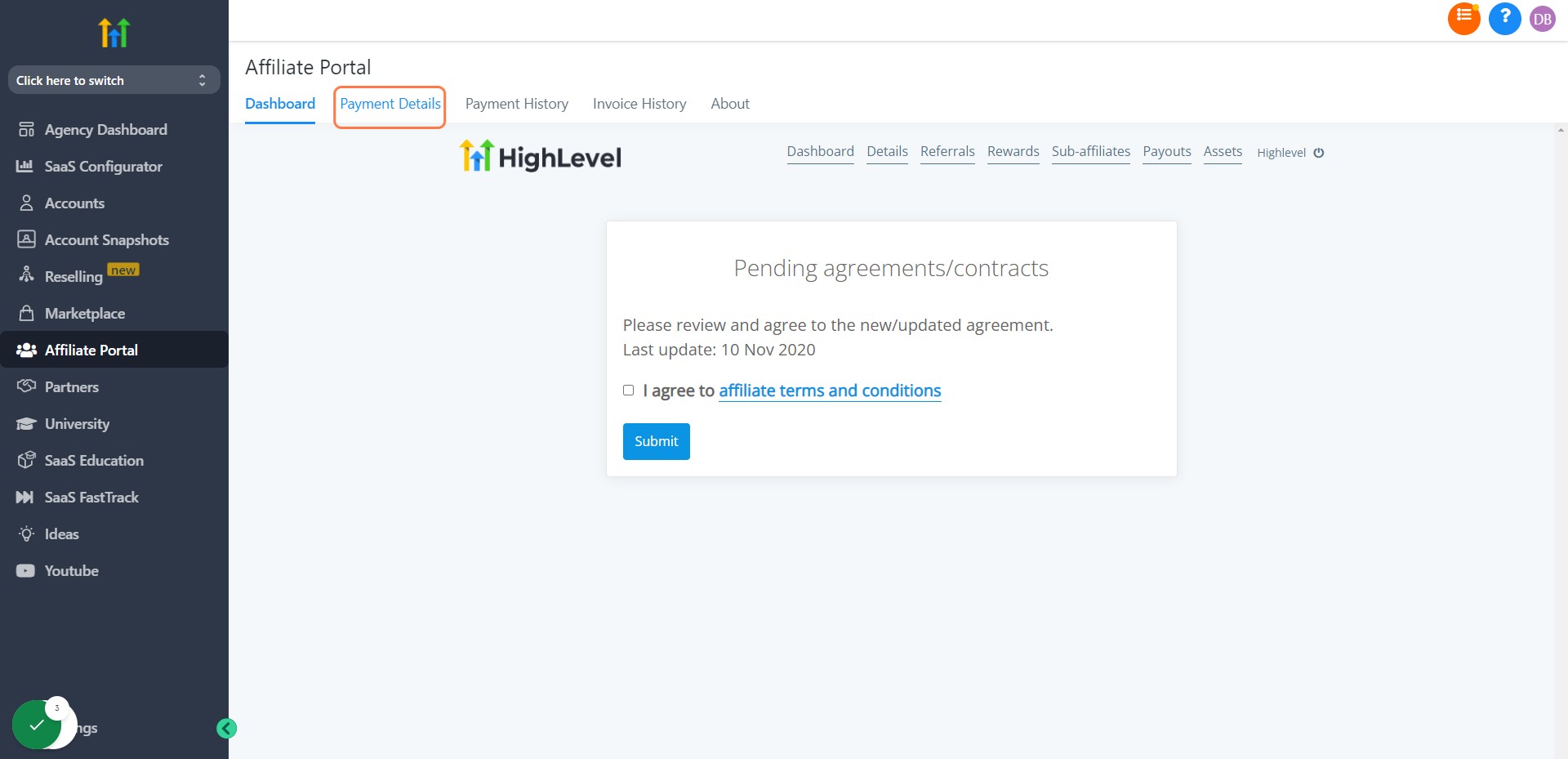 Click on Payment Details