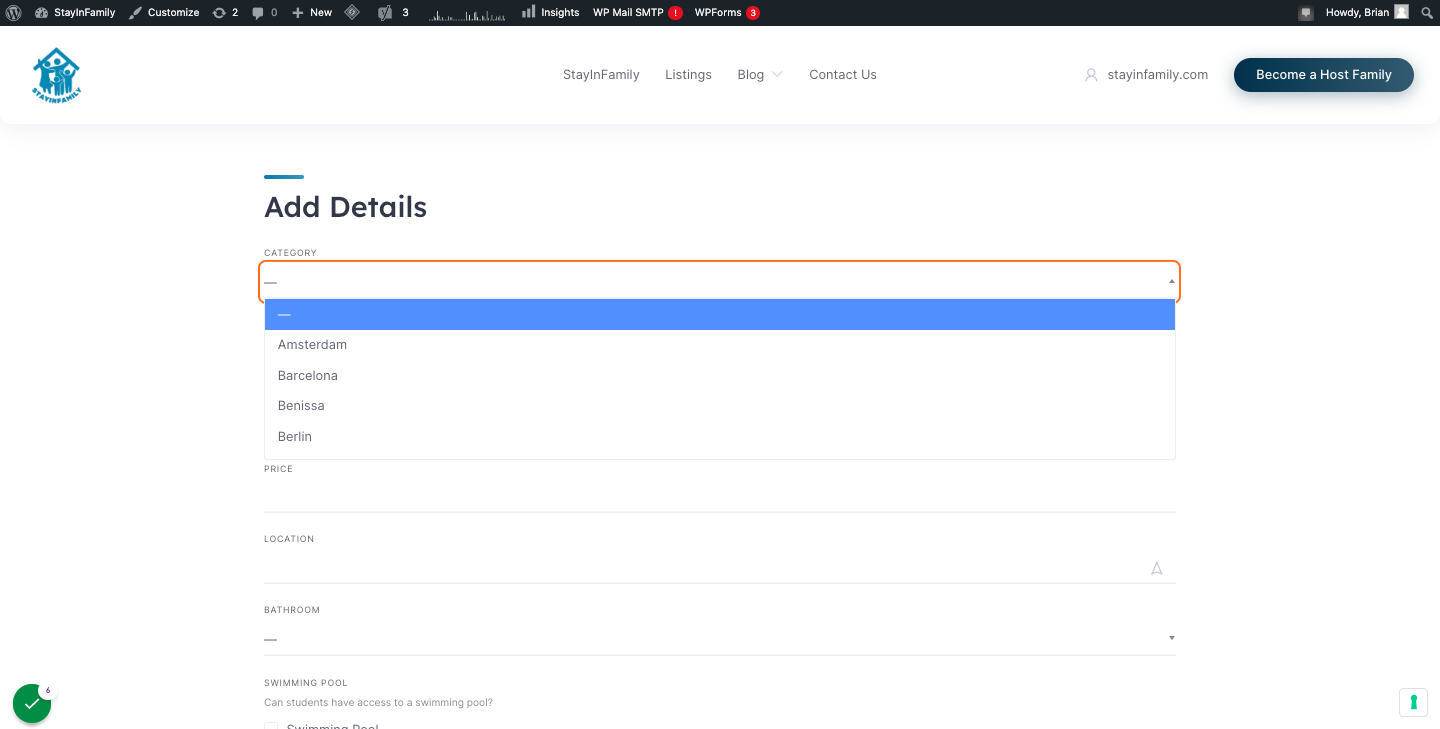 Select your City for the Listing