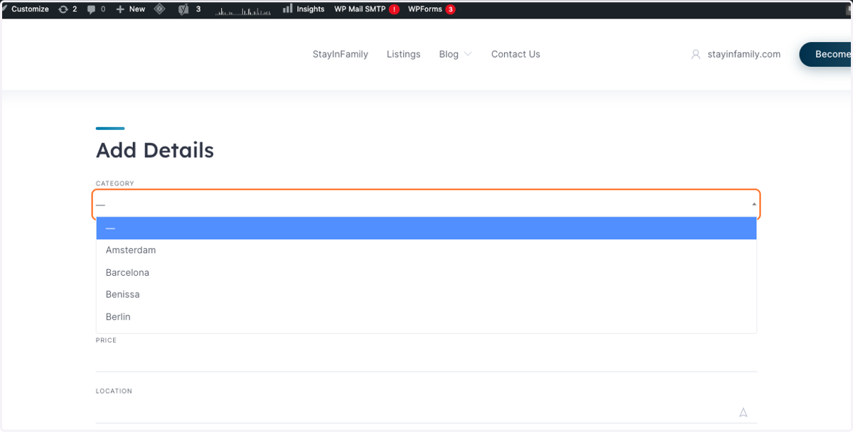 Select your City for the Listing