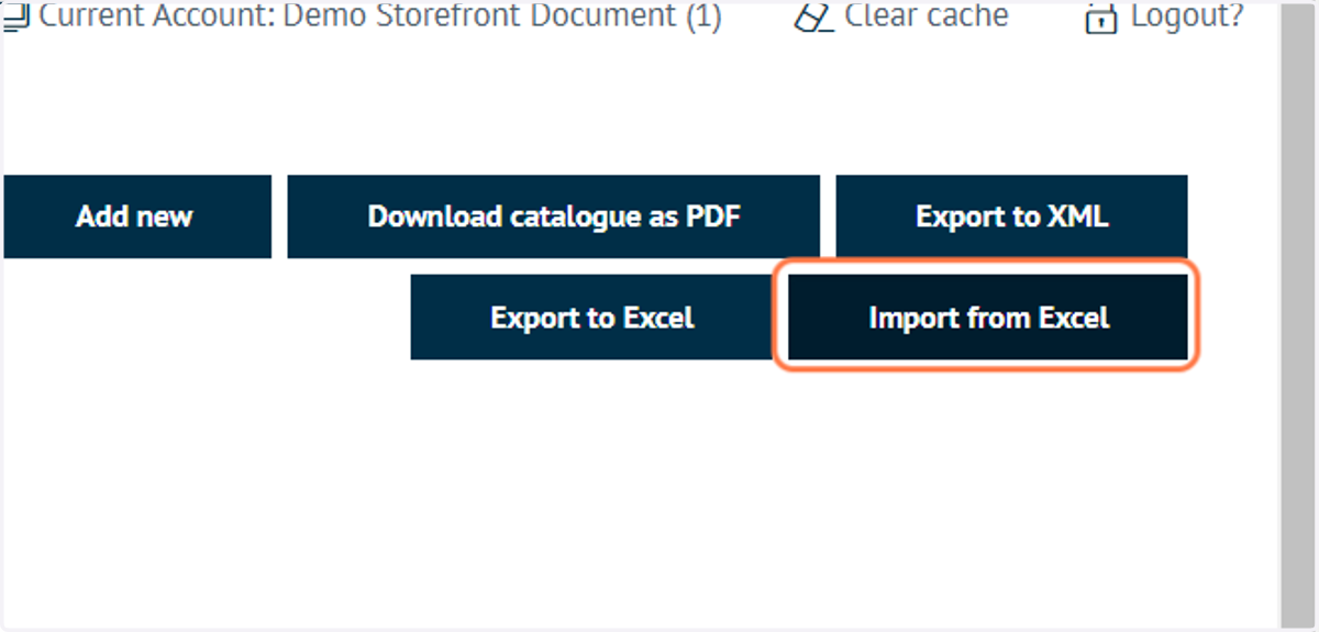 Click on Import from Excel