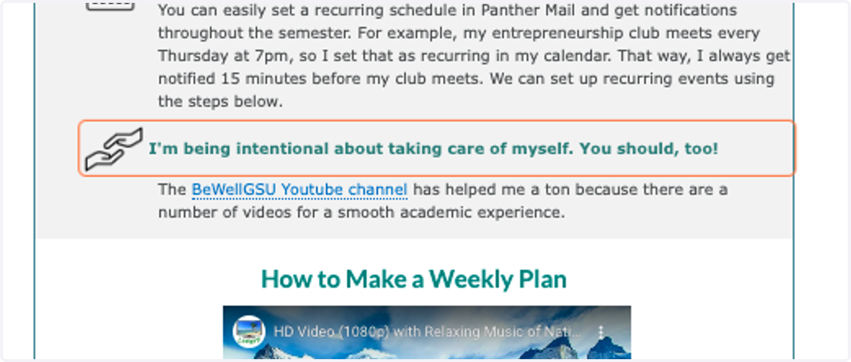 Page Feature: Intentional wellness checks to ease anxiety and provide wellness support resources