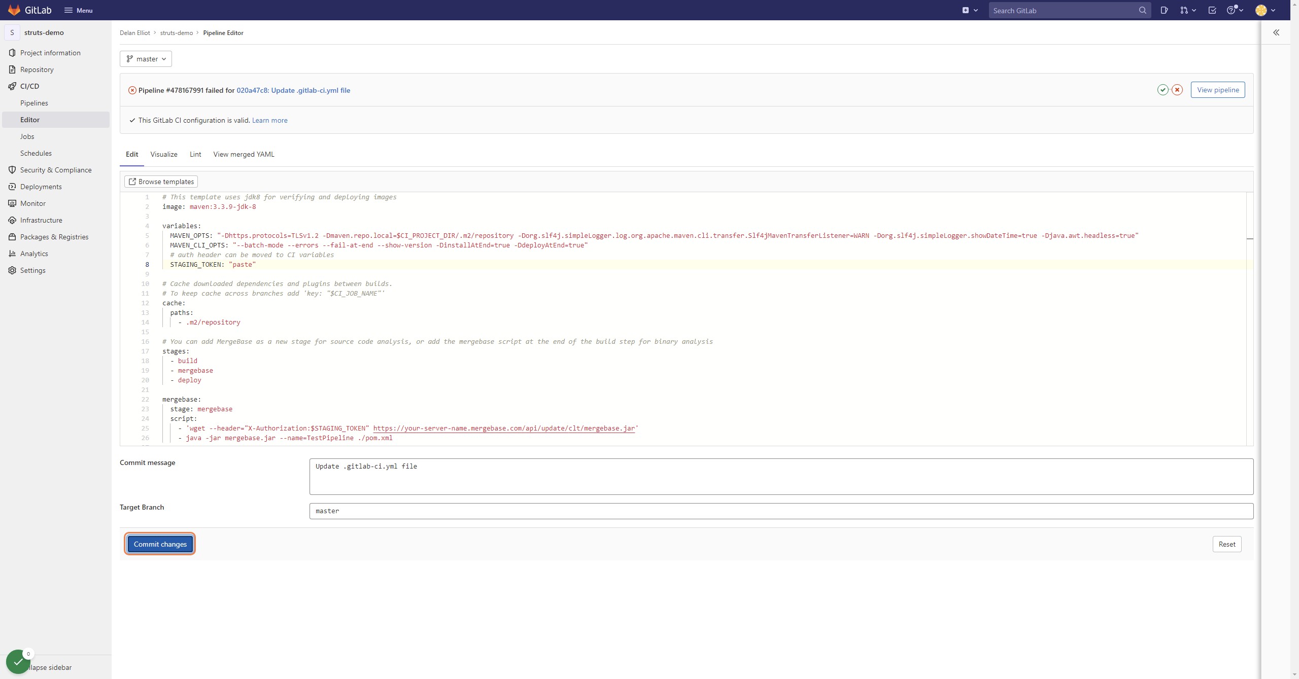 Click on Commit changes