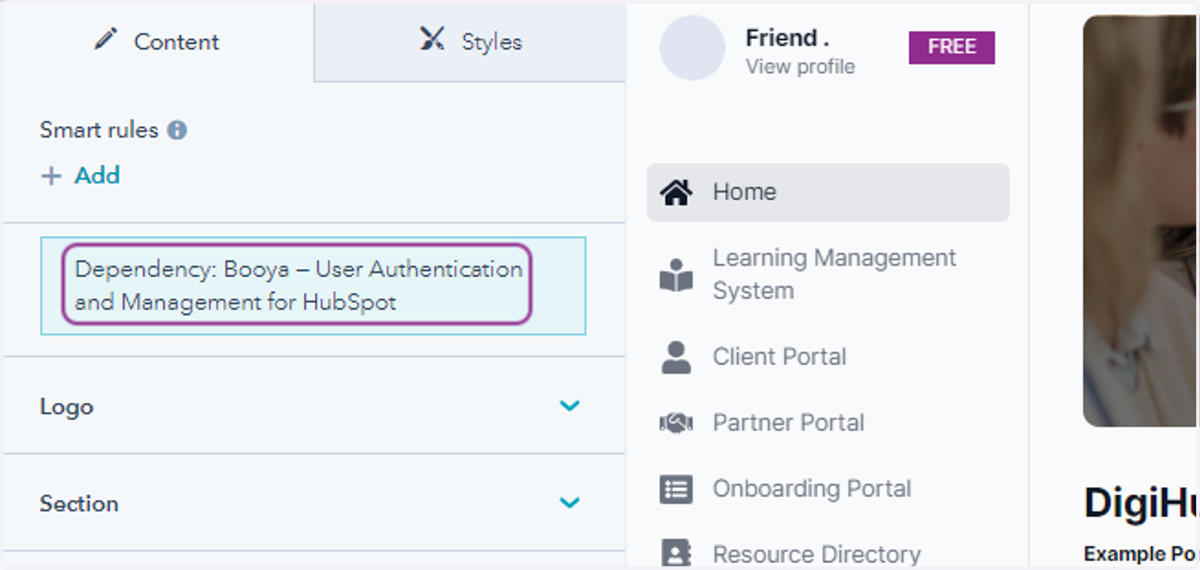 Click on Dependency: Booya — User Authentication and Management for HubSpot