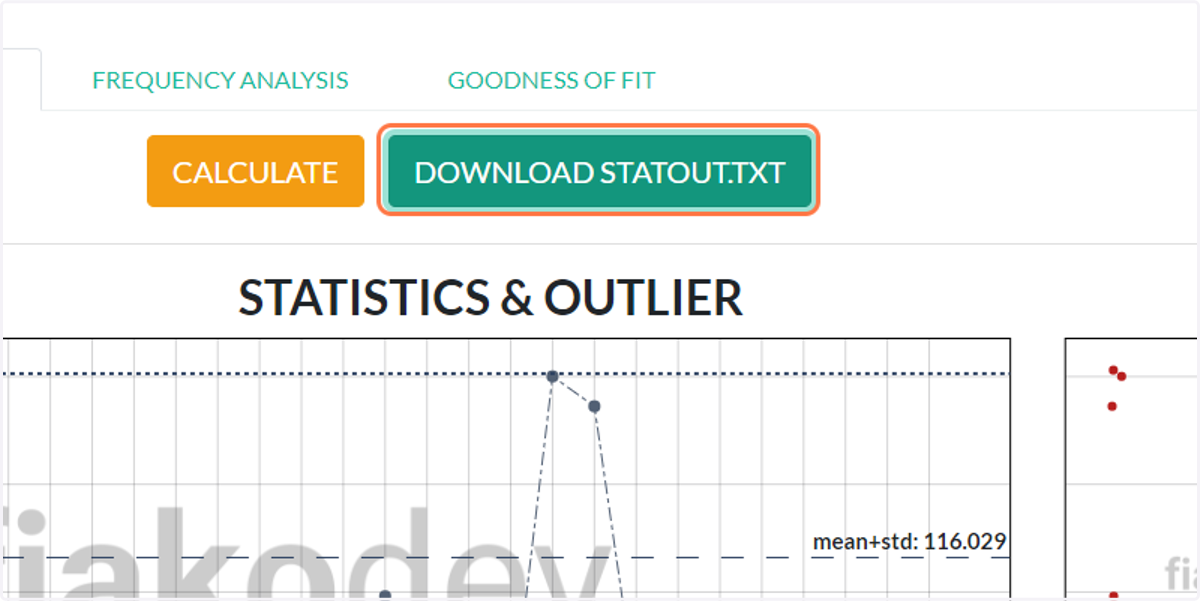 Klik "DOWNLOAD STATOUT.TXT" untuk mendownload nilai statistik dan outlier