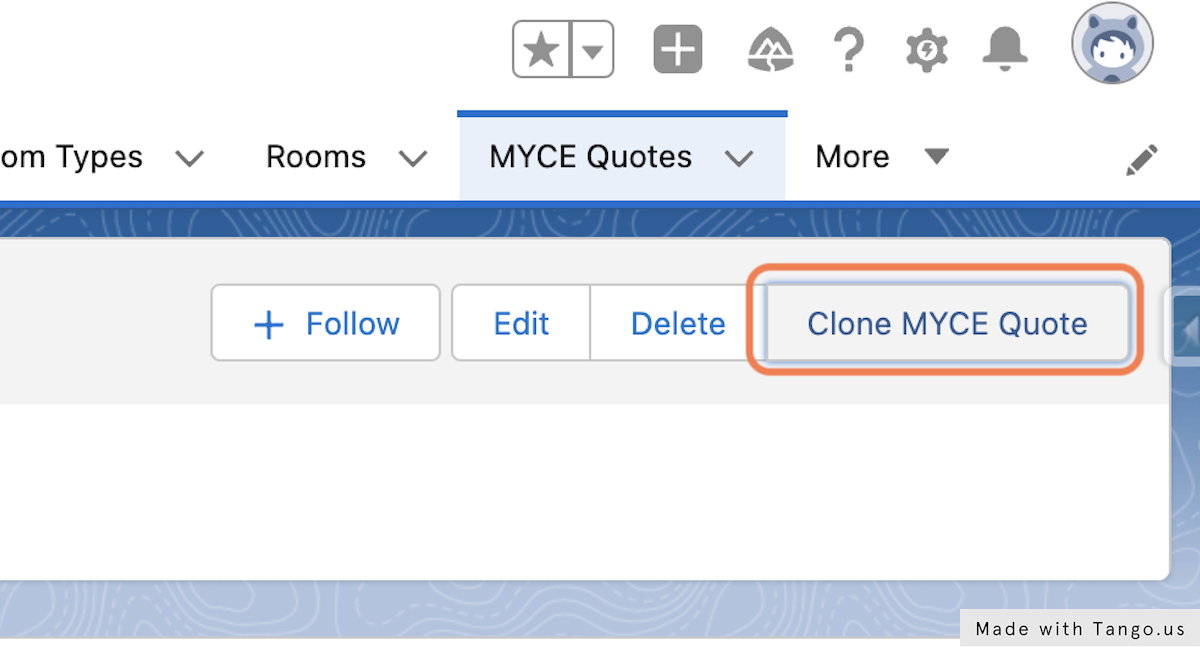 Click on Clone MYCE Quote