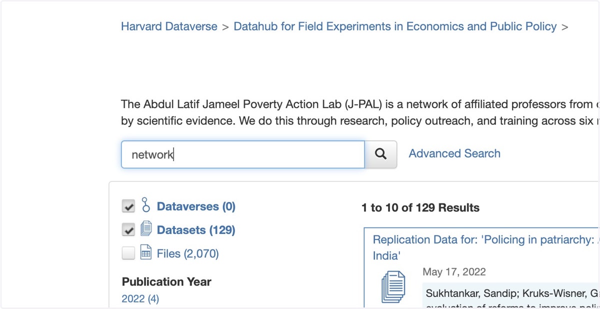 Type "network" in the search bar