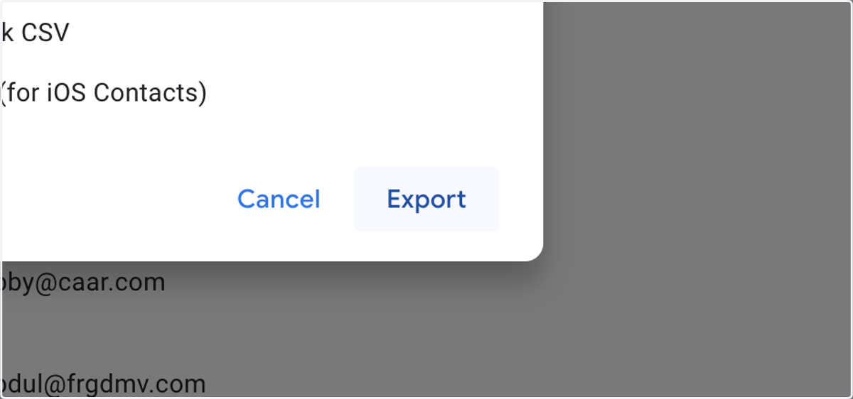 Click on Export