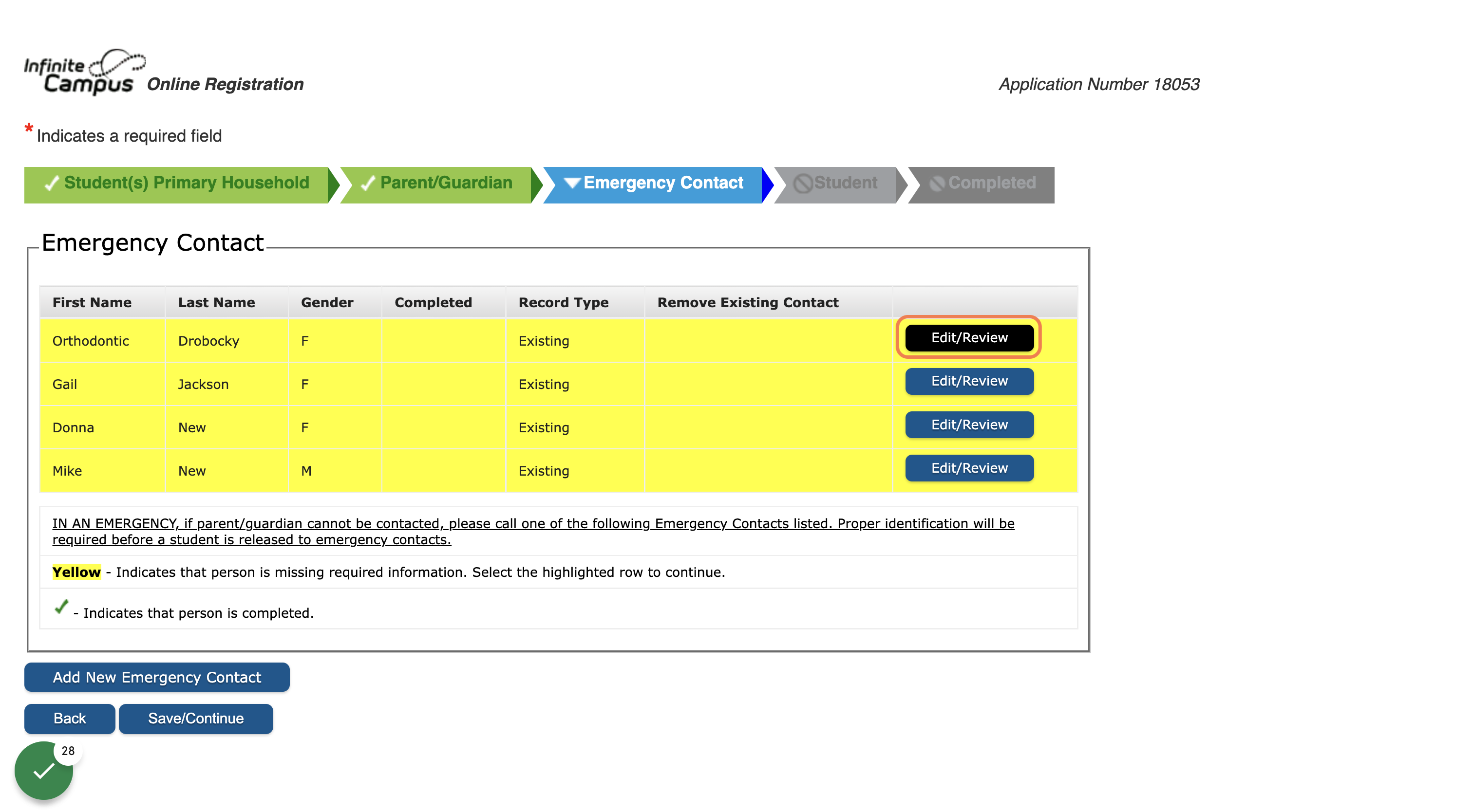 Anything highlighted yellow will need to be "Edit/Review"ed.