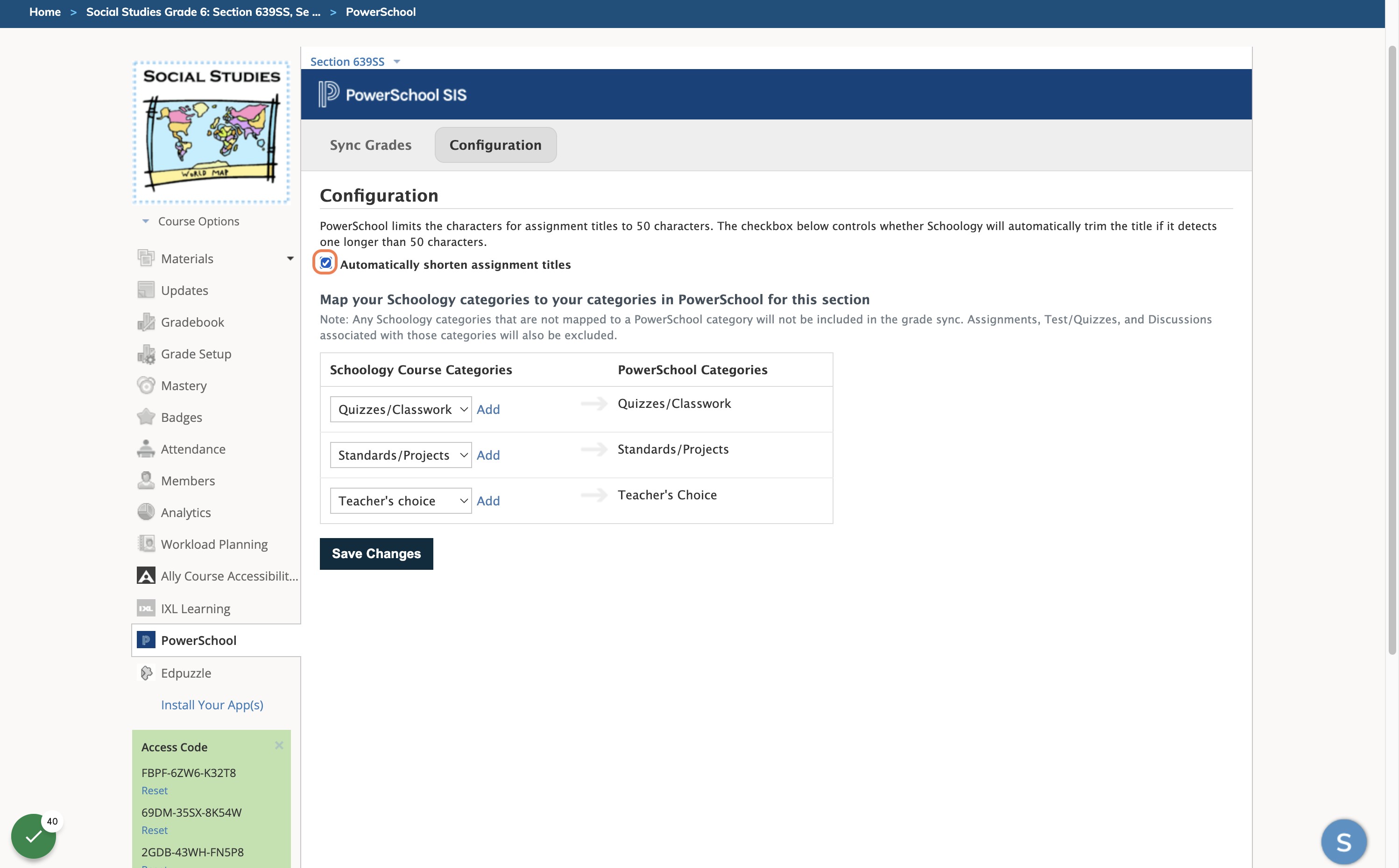 Check Automatically shorten assignment titles