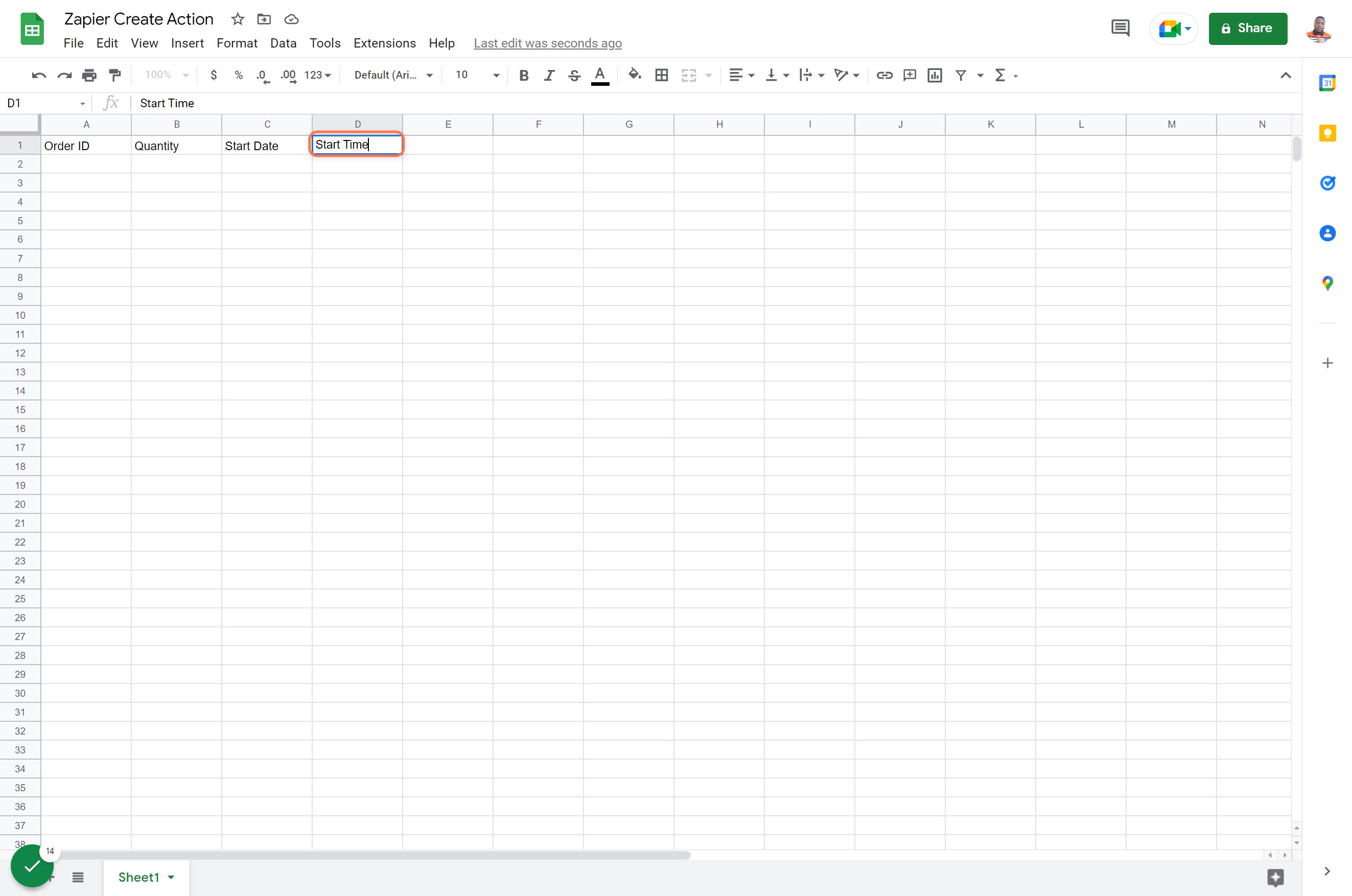 Create Start Time column
