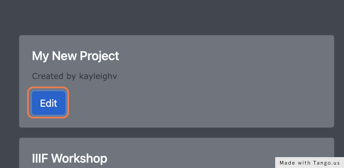 Select “Edit” for the appropriate project